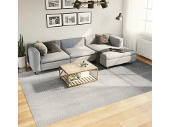 Online Garden Furniture Everlyn Alfombra de pelo corto look escandinavo IZA 240x340 cm Gris