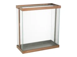 J-Line Iluminación Exterior-Farol rectangular de vidrio 41.5*18*45 cm Dorado