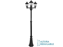AKUNADECOR Iluminación Exterior-Farola De Jardin Negra En Aluminio De 3 Luces Modelo Auriga Negro