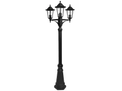 AKUNADECOR Iluminación Exterior-Farola De Jardin Negra En Aluminio De 3 Luces Modelo Auriga Negro