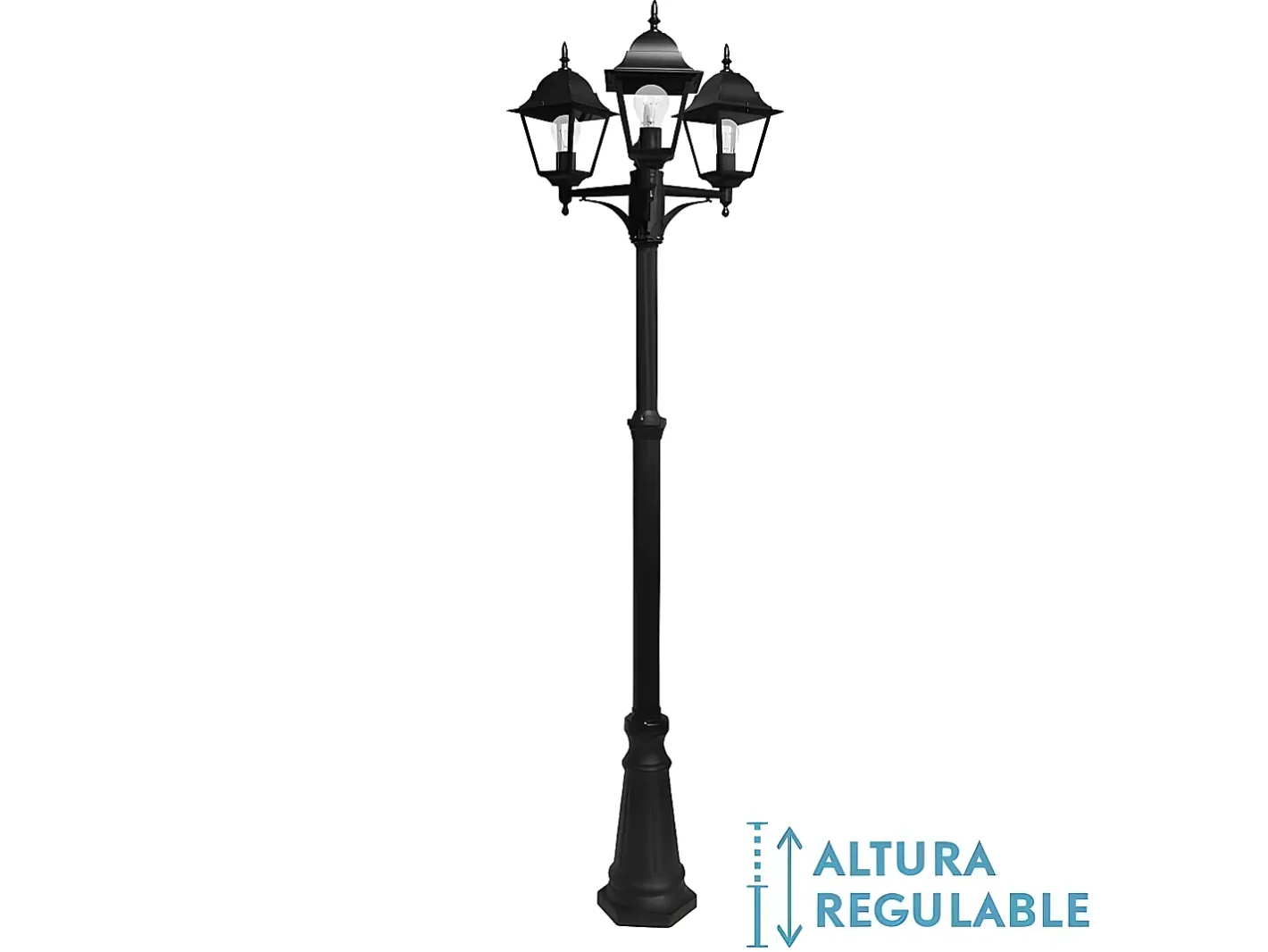 AKUNADECOR Iluminación Exterior-Farola Exterior Aluminio En Modelo Spica 3 Luces Negro