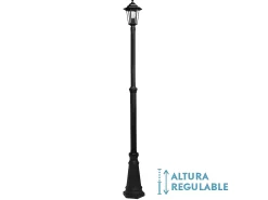 AKUNADECOR Iluminación Exterior-Farola Regulable En Altura Modelo Auriga De Aluminio, Negro