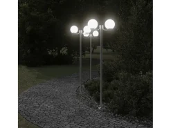 Iluminación Exterior-Farolas de exterior 3 unidades acero inoxidable 215 cm ES155624 Plateado