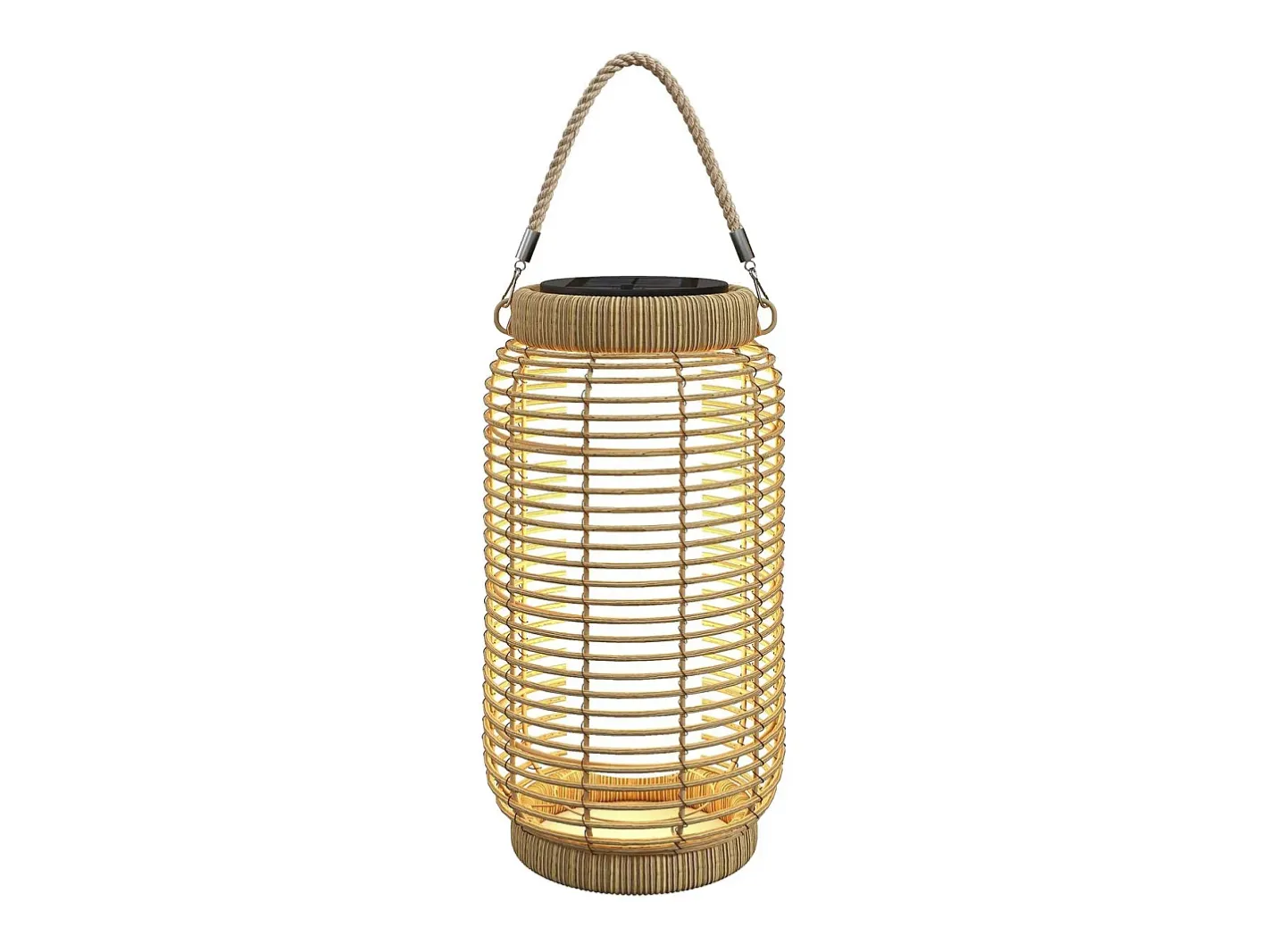 Outsunny Farolillo solar Ashti luces LED natural Ø18x37 cm Negro