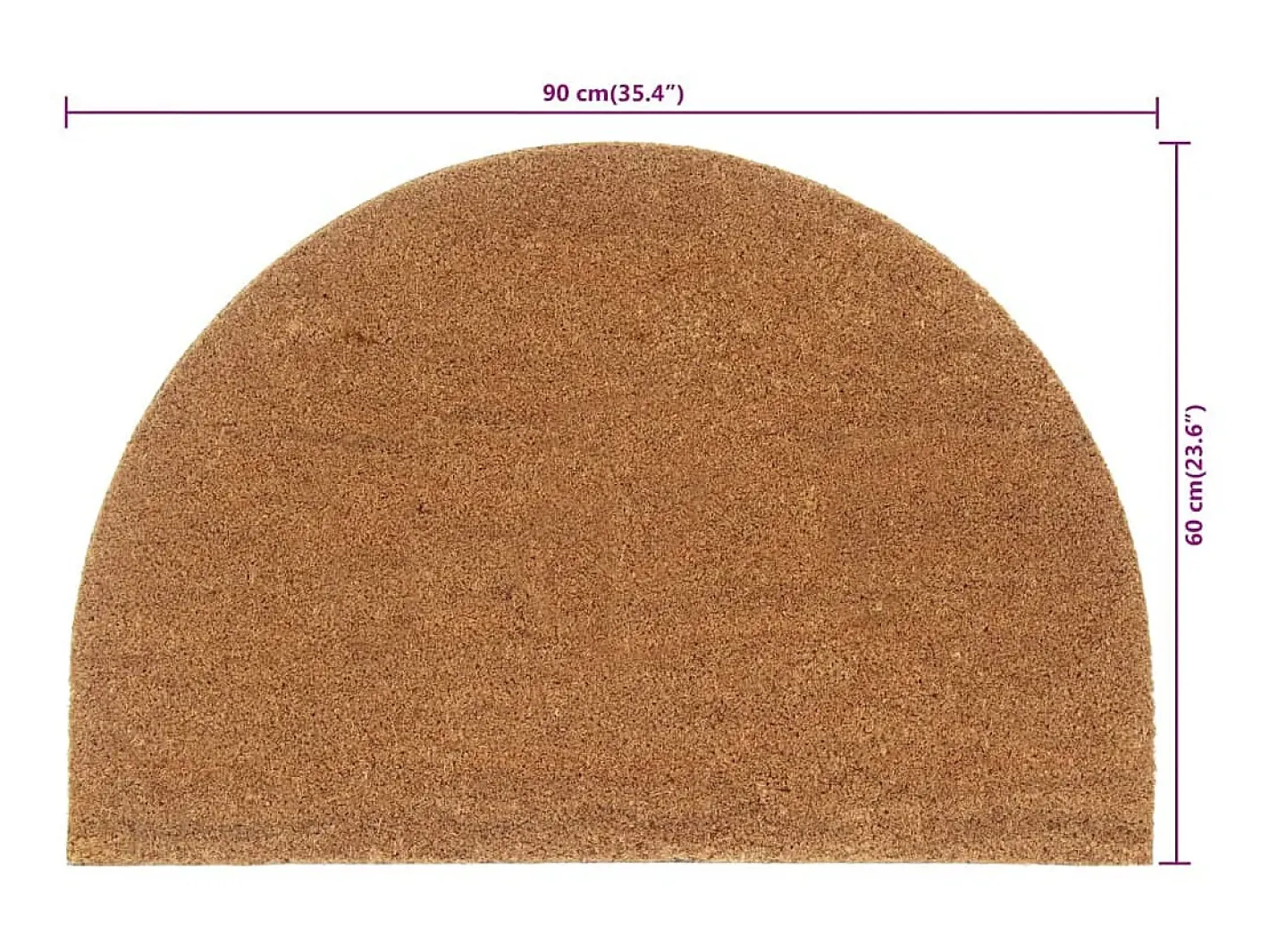 Felpudo-Felpudo semicircular de fibra de coco natural 60x90 cm ES786191 Marru00f3n