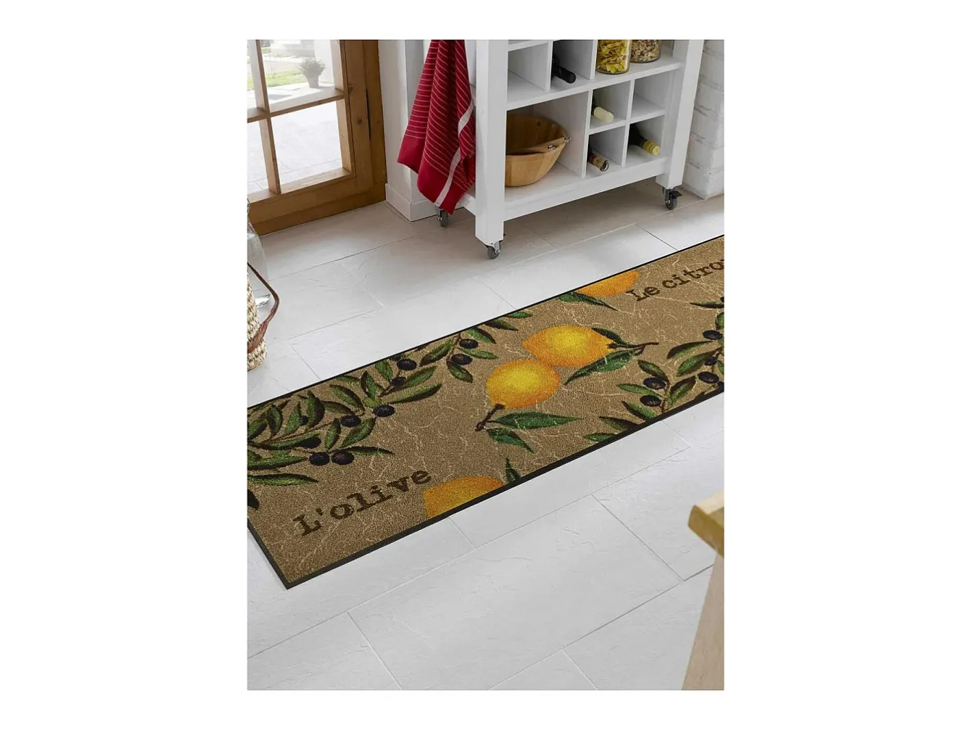 Felpudo 50x75 tejido estampado floral LE CITRON marrón Marru00f3n