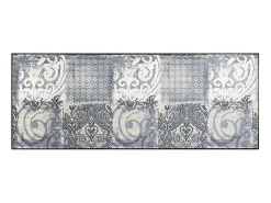 Felpudo-Felpudo 50x75 tejido retro-vintage ARABESQUE estampado azul y Gris