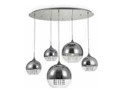 Maytoni Fermi Lámpara Colgante de Techo Cluster Níquel y Cristal, 5 Luces, E27 Gris New