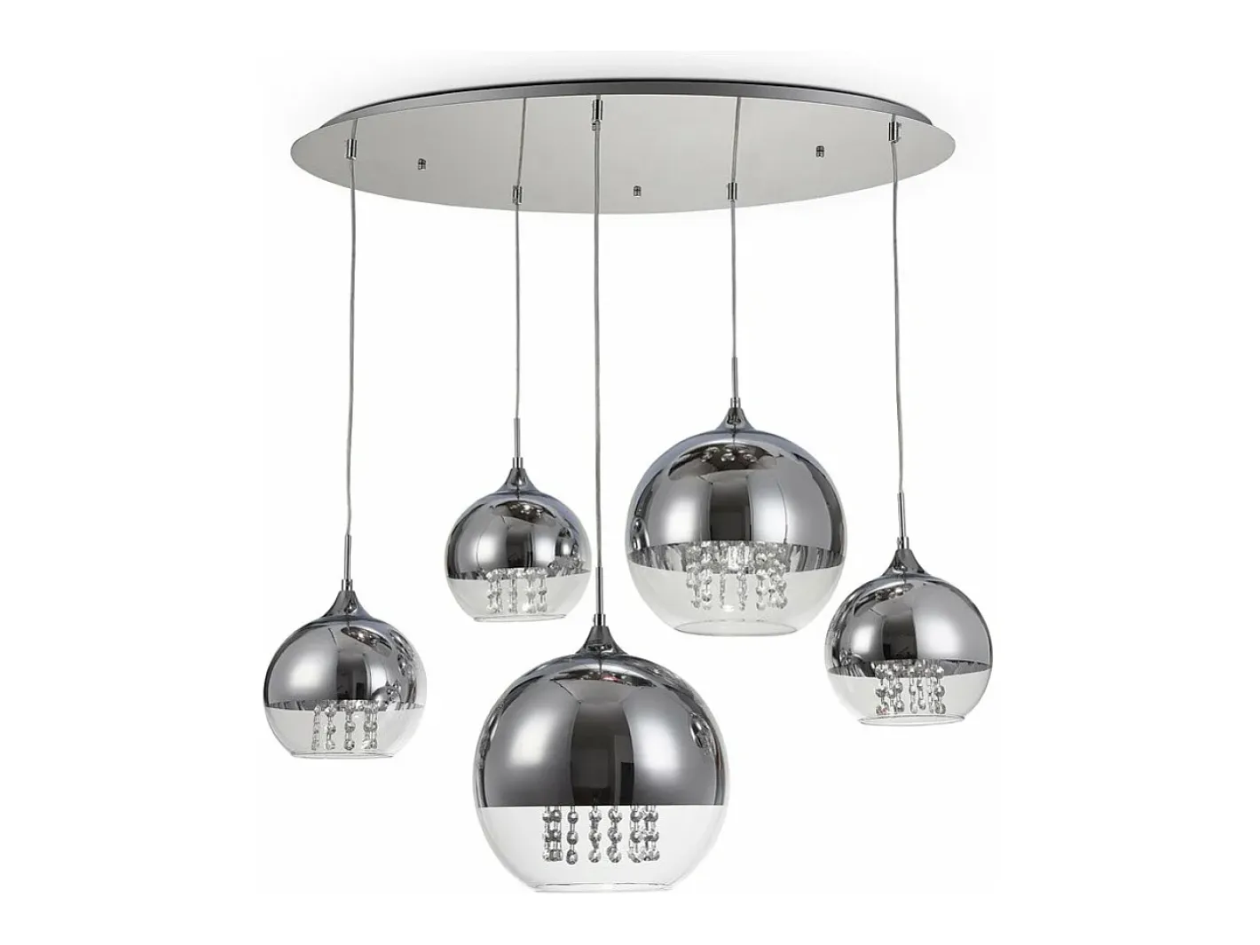 Maytoni Fermi Lámpara Colgante de Techo Cluster Níquel y Cristal, 5 Luces, E27 Gris New