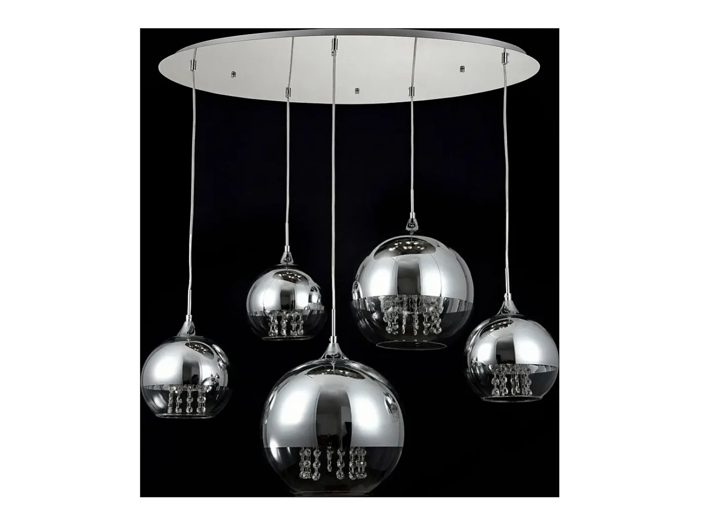 Maytoni Fermi Lámpara Colgante de Techo Cluster Níquel y Cristal, 5 Luces, E27 Gris New