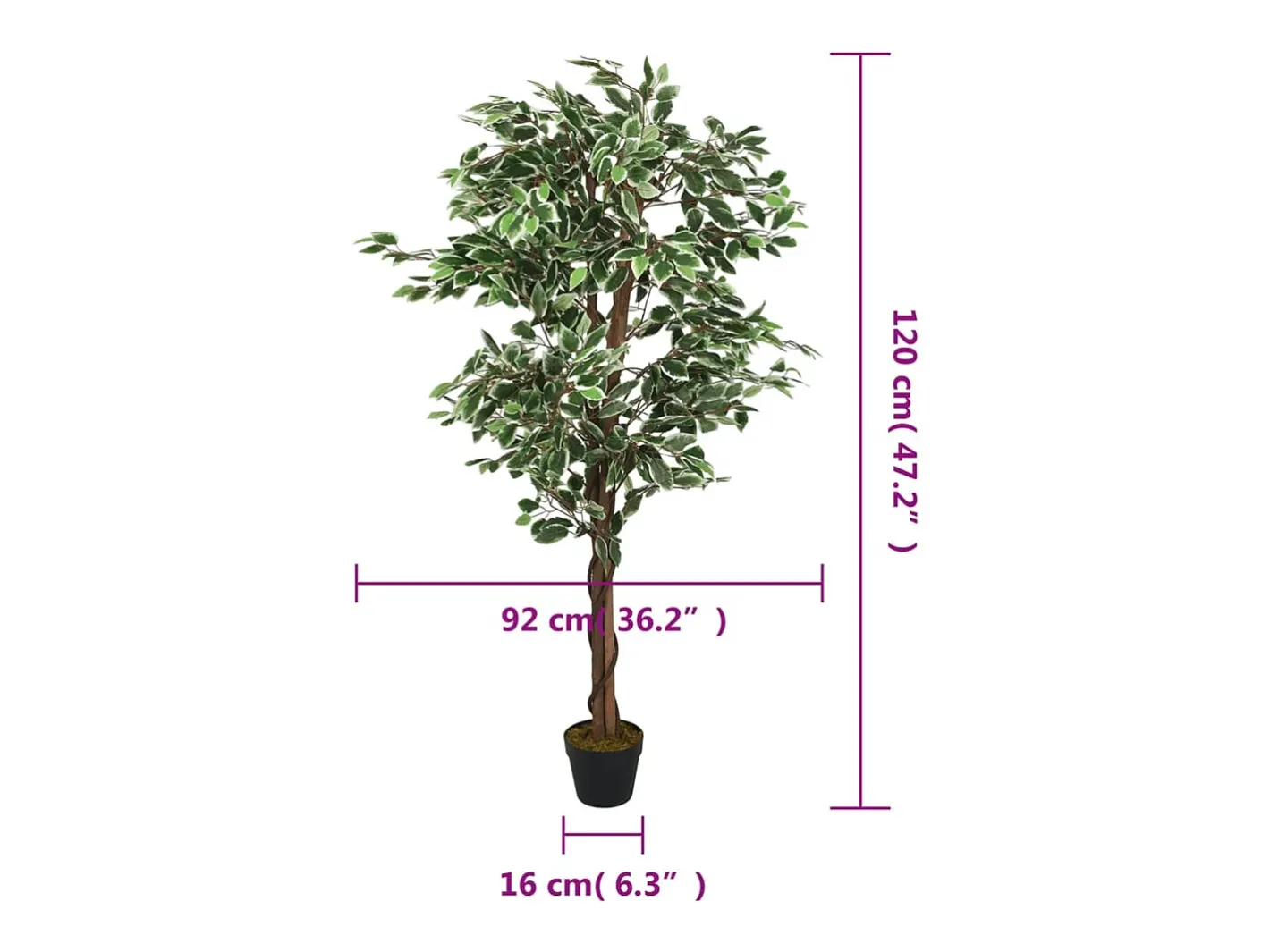 Ficus artificial 630 hojas 120 cm Verde Hot