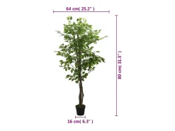 Planta Artificial-Ficus artificial 378 hojas 80 cm Verde