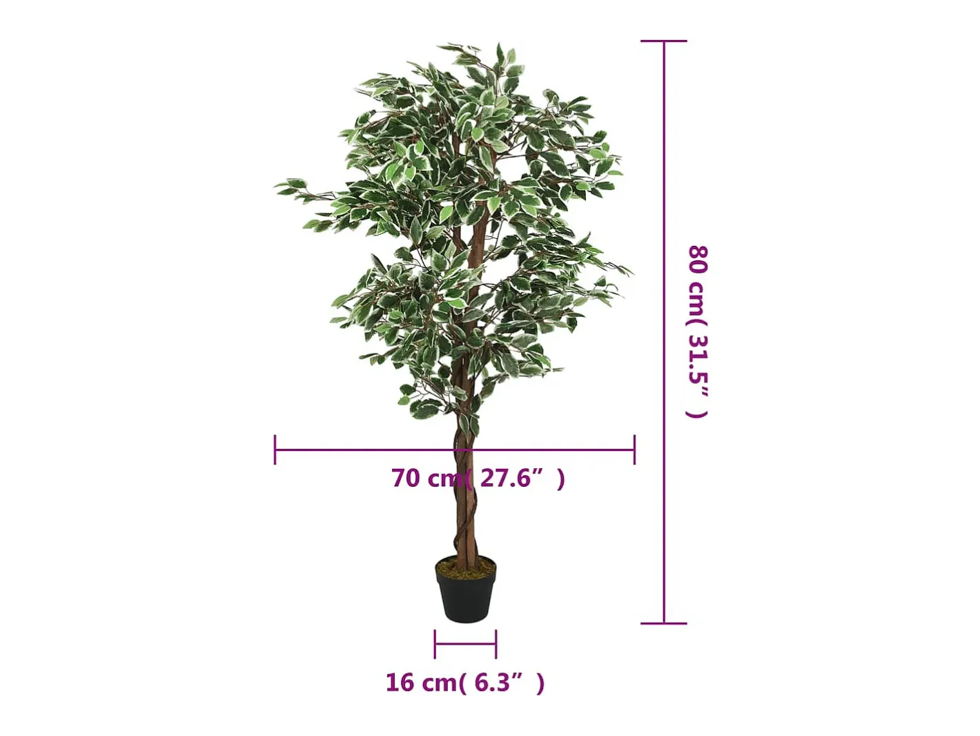 Hot Ficus artificial con 378 hojas 80 cm ES911564 Verde