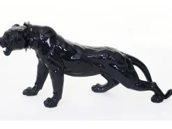 MCW Estatua-Figurita decorativa pantera con collar, alto brillo con collar Negro
