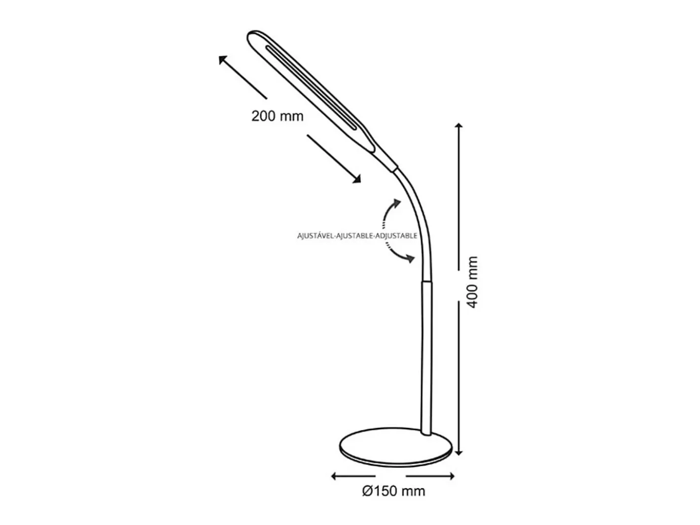 Lámpara De Mesa-Flexo Office 5W altura regulable + luz neutra Negro