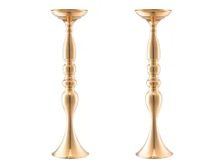 Jarrón-Florero SucceBuy - Juego de 24 Jarrones de Metal de 50 cm, Centro de Mesa, s, con Diseño Floral, para Bodas y Fiestas, Metal/ Dorado