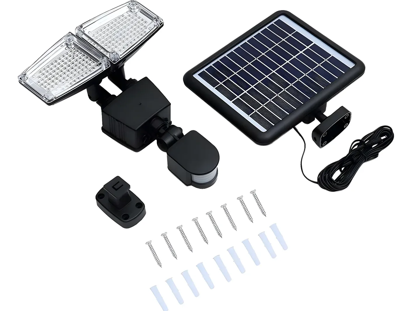 Lumisky Iluminación Exterior-Foco con sensor solar 1200LM DOUGLAS Negro