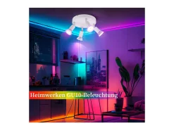 Best NETTLIFE Foco de techo LED Focos de techo - Lámpara de techo de metal GU10 orientable de 4 llamas Moderna Blanco