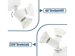 Best NETTLIFE Foco de techo LED Focos de techo - Lámpara de techo de metal GU10 orientable de 4 llamas Moderna Blanco