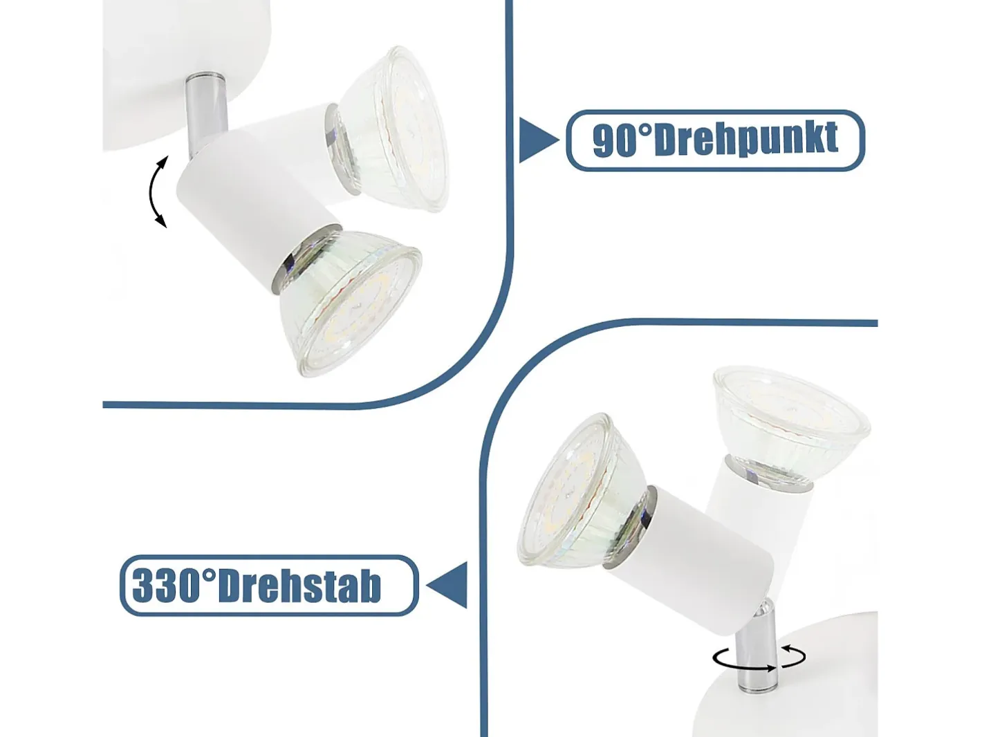 Best NETTLIFE Foco de techo LED Focos de techo - Lámpara de techo de metal GU10 orientable de 4 llamas Moderna Blanco