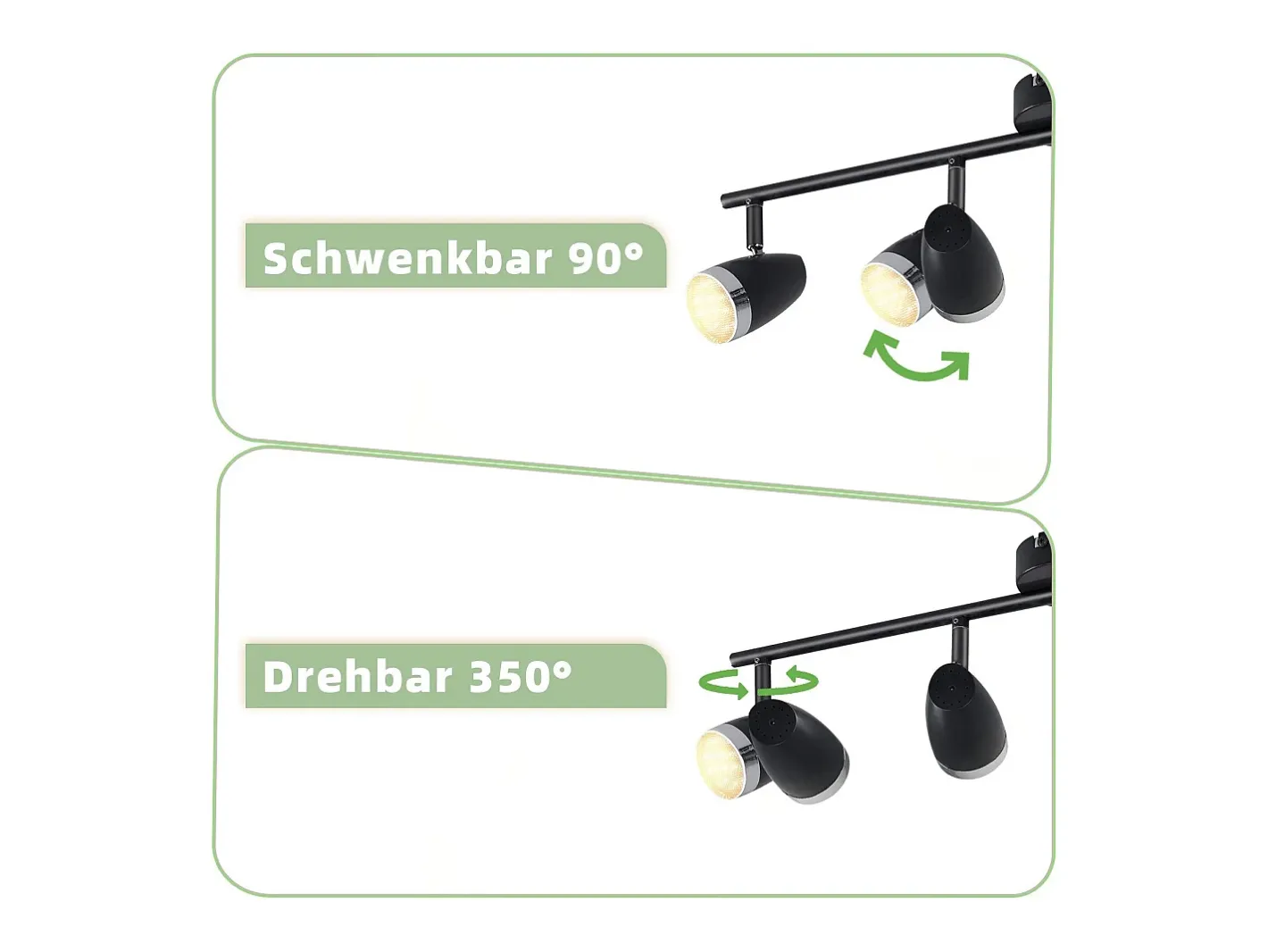 Discount NETTLIFE Foco de techo LED 4 focos moderno 4W 3000K orientable 350° Negro