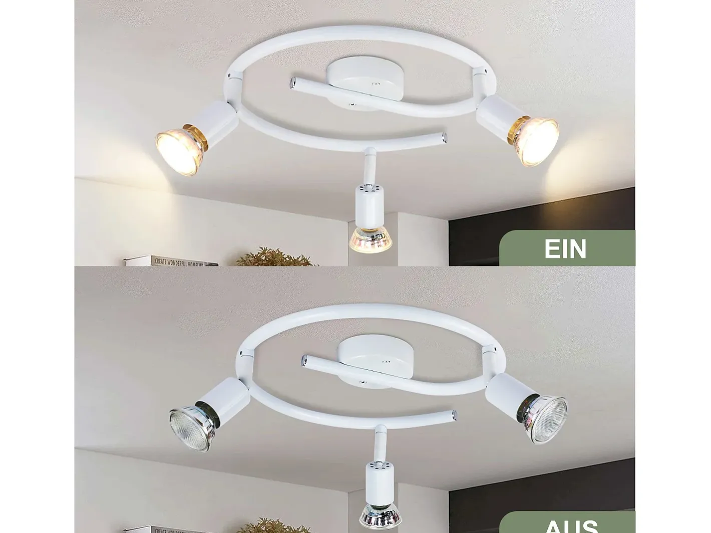 Best NETTLIFE Foco de techo LED regulable GU10 con 3 llamas, foco de techo industrial para sala de estar Blanco