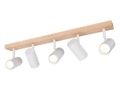 NETTLIFE Aplique Para Pared-Foco de techo 5 llamas madera blanca vintage GU10 orientable 350° Blanco