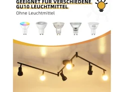 NETTLIFE Foco de techo de 6 focos, GU10, de metal, color , para dormitorio y pasillo. Negro