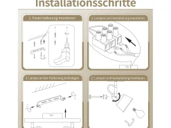 NETTLIFE Plafón-Foco de techo de 2 llamas orientable a 350° con casquillo E14 vintage, diseño de alta calidad en madera veteada Negro