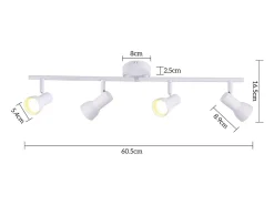 NETTLIFE Foco de techo de 4 llamas GU10, diseño moderno, de metal, para salón, pasillo Blanco Discount