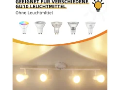 NETTLIFE Foco de techo de 4 llamas GU10, diseño moderno, de metal, para salón, pasillo Blanco Discount