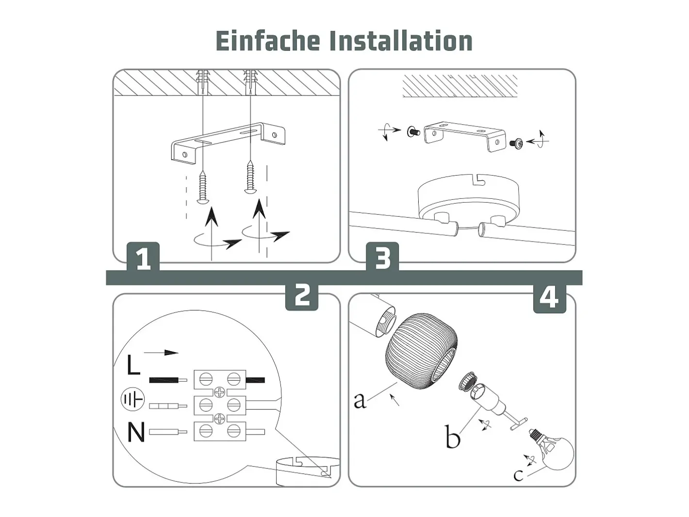 NETTLIFE Foco de techo E14 de 4 bombillas para interior de cristal giratorio vintage para pasillo, habitación de hotel Blanco Sale
