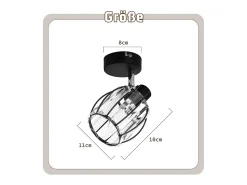 NETTLIFE Foco de techo vintage de cristal E14 para pasillo, ajustable a 350°, industrial, intercambiable Negro Clearance