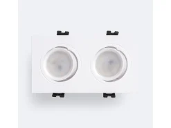Ledkia Iluminación Exterior-Foco Downlight Cuadrado Basculante GU10 6W Corte 75x150 mm PC No Flicker 3000K Cálido Blanco