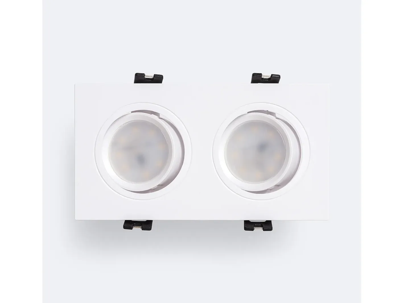 Ledkia Iluminación Exterior-Foco Downlight Cuadrado Basculante GU10 6W Corte 75x150 mm PC No Flicker 3000K Cálido Blanco