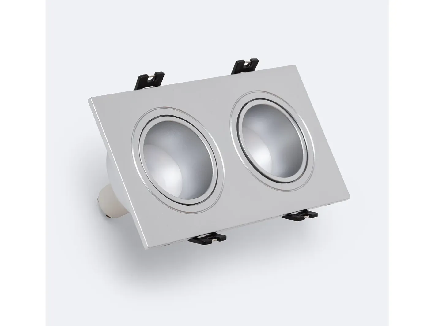 Ledkia Iluminación Exterior-Foco Downlight Cuadrado Basculante GU10 6W Corte 75x150 mm PC No Flicker 3000K Cálido Blanco
