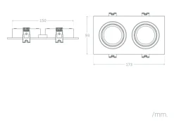 Ledkia Iluminación Exterior-Foco Downlight Cuadrado Basculante GU10 6W Corte 75x150 mm PC No Flicker 3000K Cálido Blanco