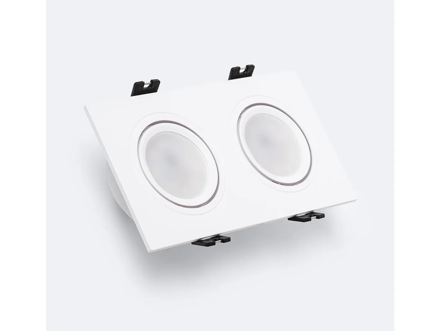 Ledkia Iluminación Exterior-Foco Downlight Cuadrado Basculante GU10 6W Corte 75x150 mm PC No Flicker 3000K Cálido Blanco