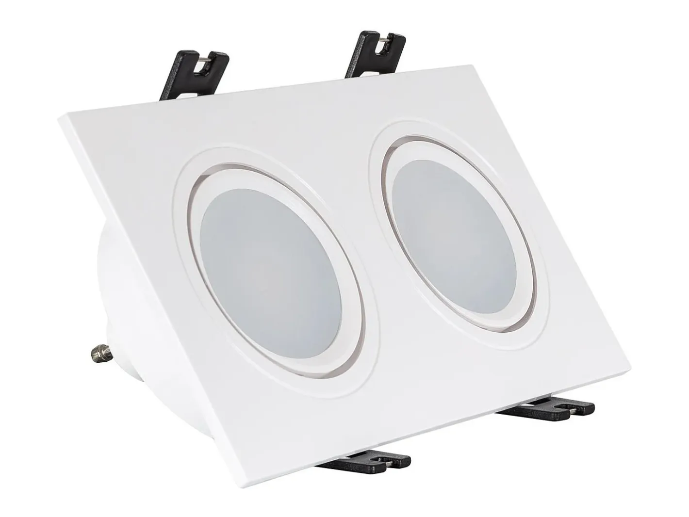 Ledkia Iluminación Exterior-Foco Downlight Cuadrado Basculante GU10 6W Corte 75x150 mm PC No Flicker 3000K Cálido Blanco