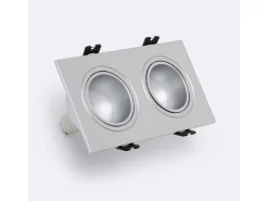 Ledkia Iluminación Exterior-Foco Downlight Cuadrado Basculante GU10 6W Corte 75x150 mm PC No Flicker 3000K Blanco Cálido Negro