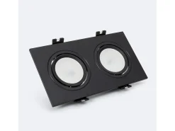 Ledkia Iluminación Exterior-Foco Downlight Cuadrado Basculante GU10 6W Corte 75x150 mm PC No Flicker 3000K Blanco Cálido Negro