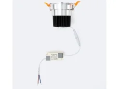 Ledkia Foco Downlight LED 12W COB Direccionable Circular Plata Corte Ø 90 mm No Flicker 4000K Blanco Neutro Plateado New