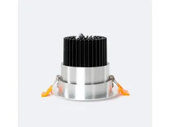 Ledkia Foco Downlight LED 12W COB Direccionable Circular Plata Corte Ø 90 mm No Flicker 4000K Blanco Neutro Plateado New