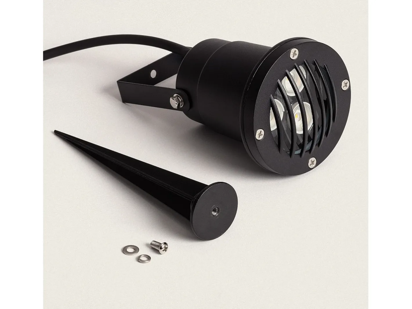 Ledkia Iluminación Exterior-Foco Exterior LED 3W con Pincho Gotham 3000K Blanco Cálido Negro