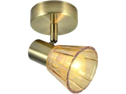 AKUNADECOR Plafón-Foco Para Baño Con Tulipa De Cristal Ambar Modelo Cooper Dorado