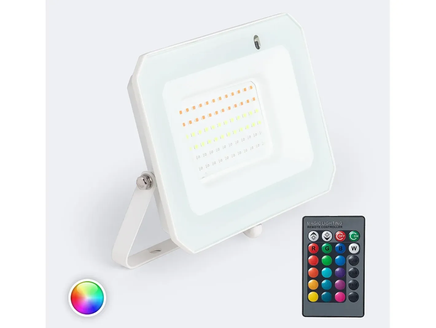 Ledkia Foco Proyector LED 50W RGBW con Mando IR IP65 RGB Blanco Outlet