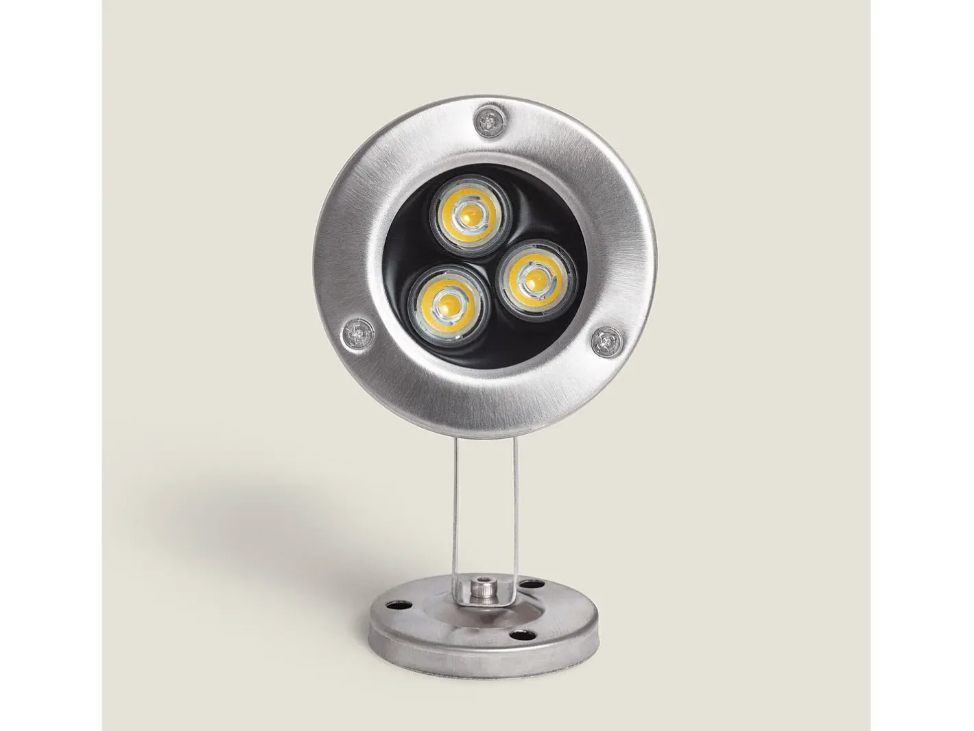 Ledkia Iluminación Exterior-Foco Sumergible LED 3W Superficie 12V DC IP68 3000K Blanco Cálido Plateado