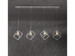 Frame Sospensione Rettangolare 4 Luci Plateado