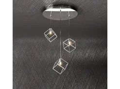 Sale Frame Sospensione Tonda 3 Luci Plateado