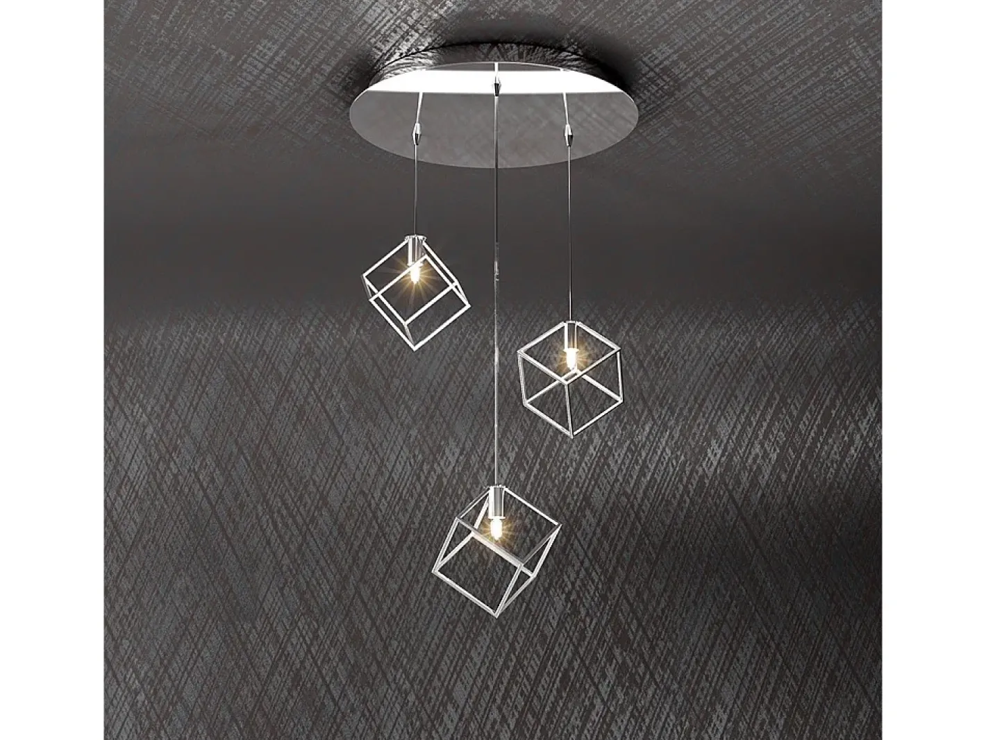 Sale Frame Sospensione Tonda 3 Luci Plateado